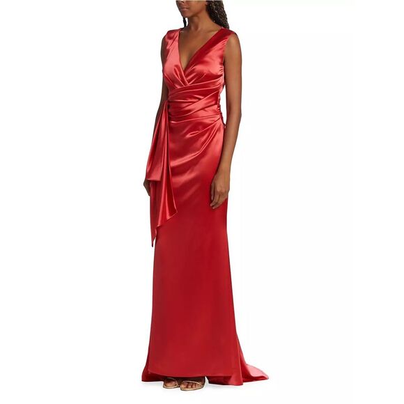 NWT Talbot Runhof Satin Side-Tie V-Neck Gown Size 6 $1995 - Picture 2 of 11